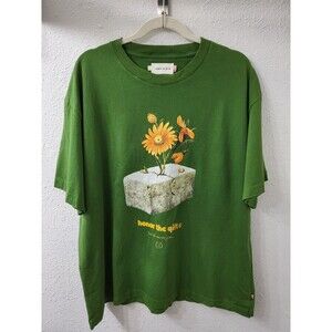 HONOR THE GIFT T-Shirt Mens L Green Inner City Love Sidewalk Flower Cotton HTG